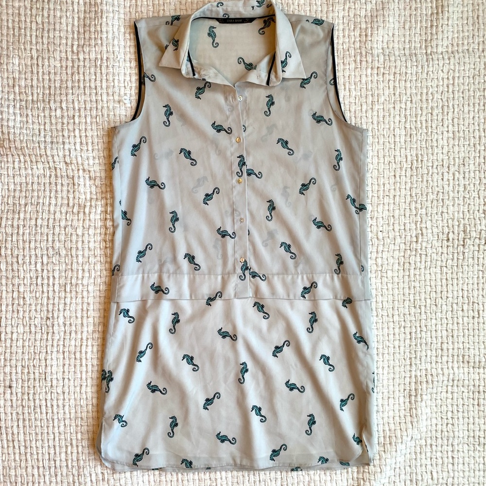 ZARA | Sleeveless dress with seahorse pattern